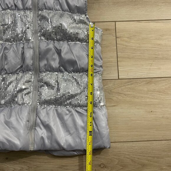 HeartSoul Girl Silver Hooded Puffer Vest XL With Sequined Accents Polyester - Picture 9 of 12